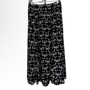 Anthropologie Maeve skirt BOW Jacie Poplin Printed Midi Skirt black white NEW 1x